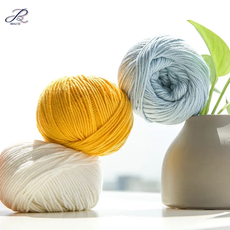 Bojay 6Ply Cone Worsted Wool Crochet Hand Knitting Weaving Pure 100% Merino Sheep Wool Yarn For Knitting