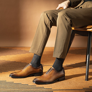 Zapatos de Vestir de Diseño 2025, de Lujo, Alta Calidad, para Hombre, con Punta, Transpirables, Antideslizantes, Ligeros, de Cuero Genuino, para Oficina, Estilo Vintage - Product Image 4
