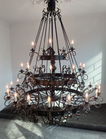 Lustre Américain Vintage Personnalisé en Fer Grande Suspension Métallique Rétro pour Villa, Escalier Haut, Salon, Hall d'Hôtel