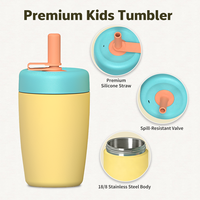 Gobelet isotherme en acier inoxydable ZREGGUR personnalisé de 12 oz pour enfants, avec paille en silicone anti-poussière, sans BPA, pour la maison et l'école