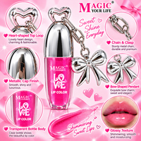 Porte-clés nœud métallique, brillant à lèvres scintillant, huile à lèvres waterproof, boîte de présentation 24 pièces, vente en gros en vrac