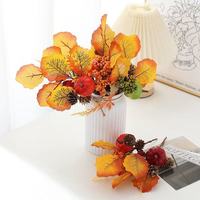 Petites feuilles d'érable, citrouilles, roses artificielles pour Halloween, bouquet en gros, arrangement décoratif pour mariage