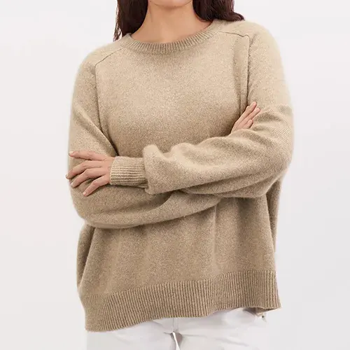 Hersteller Wasch barer Strick Weicher Rundhals ausschnitt 100% 2-fach Kaschmir 100% Wolle Pullover Tops Pullover für Frauen Damen