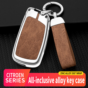 Étui de protection pour clé de voiture en cuir et alliage de zinc pour Peugeot Citroën C1 C2 C3 C4 C5 <span class=keywords><strong>DS3</strong></span> DS4 DS5 DS6, <span class=keywords><strong>logo</strong></span> personnalisé, accessoires auto - Product Image 3