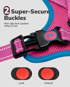 Hiphoppet No-Pull Clip Hond Harnas Met Handvat Reflecterende Verstelbare Gesp Zacht Gewatteerd Vest Hond Borst Harnas Riem Set - Product Image 4