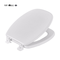 Siège de toilette en bois moulé blanc brillant avec charnière en PP, couvercle de siège WC couleur personnalisable pour salle de bain