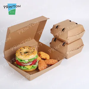 Printon boîte à emporter en gros logo personnalisé à emporter frites boîte boîtes d'emballage de poulet