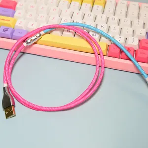 OEM Custom USB Type C Paracord Gx12 Tab Coil Coiled Mechanical Keyboard Cable With Aviator Connector