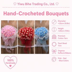 Ramo de Rosas Artificiales Rojas para San Valentín y Bodas, Éxito de Ventas Transfronterizo en <span class=keywords><strong>China</strong></span>, Accesorios para Fotos de Novia, Hecho a Mano con Hilo - Product Image 2