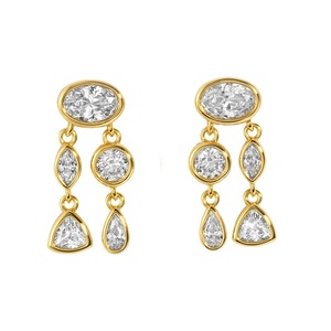 Gemnel African Style 925 <strong>Silver</strong> with 18K Gold Accents Stylish Jewelry <strong>Dangling</strong> Stud <strong>Earrings</strong> - Product Image 1