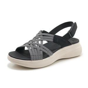 Nouveau Design de luxe élégant sandales plates pour femmes 35-42 Eva talons hauts 5cm dame été chaussures compensées bout ouvert <span class=keywords><strong>France</strong></span> vacances 2025 - Product Image 1