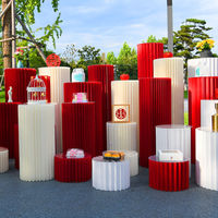 Support de présentation cylindrique pliable en papier, socle plissé pour table de desserts, pour la décoration de gâteaux et de fleurs de mariage