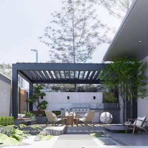 Pérgola Moderna para Jardín Exterior, de Aleación de Aluminio Engrosada, Resistente a la Corrosión, Quiosco 100% Impermeable, Diseño Cuadrado, LED - Product Image 5