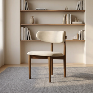 Silla de Comedor Moderna de Madera de Teca Estilo Mid-Century Jullie con Altura Ajustable y Asiento Tapizado en Microfibra para Muebles de Comedor - Product Image 1