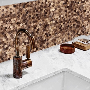 Gạch Ốp Và Dán Tường 3D Gạch Khảm Kim Loại Nhôm Chải Màu Vàng Lục Giác - Product Image 4