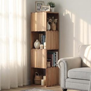 Estantería de Esquina de Madera Maciza, Librería Cuadrada, Torre de Cubos, Estantes para Material de Oficina, Organizador Independiente Resistente, Soporte para TV y Esquinas de Habitación - Product Image 1