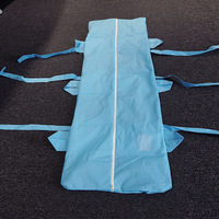Sac de transport funéraire bleu non tissé jetable pour crématorium, sac de transport d'urgence pour corps avec sangles de fermeture sécurisées