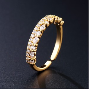 طقم مجوهرات فاخر للزفاف من RAKOL SP3151، سوار وخاتم ذهبي مرصع بالزركون بالكامل - Product Image 4