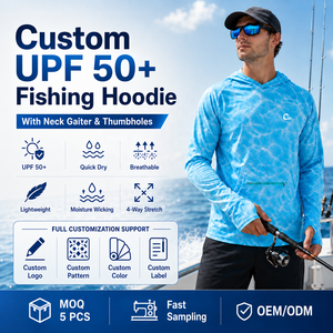 Sudadera de Pesca Personalizada para Hombre con Protección <span class=keywords><strong>Solar</strong></span> UPF 50+ y Cuello Ajustable de Secado Rápido OEM/ODM - Product Image 2