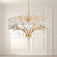 Rustique 8 lumières Led lampe métal Antique suspension lampe salon chambre île cuisine cristal lustre français pays Vintage