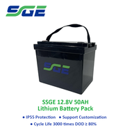 Batterie LiFePO4 12,8 V 50 Ah de remplacement pour batteries au plomb, étanche IP55, coque ABS+PC, 3000 cycles profonds pour chariots de golf et systèmes solaires