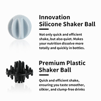 Bouteille shaker haut de gamme pour substitut de repas, shaker à protéines avec couvercle en acier inoxydable et corps en plastique, bouteilles shaker en acier inoxydable à paroi simple