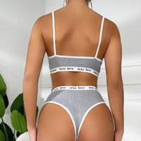 Ensemble soutien-gorge de sport et culotte taille haute personnalisable avec logo pour femmes et jeunes filles