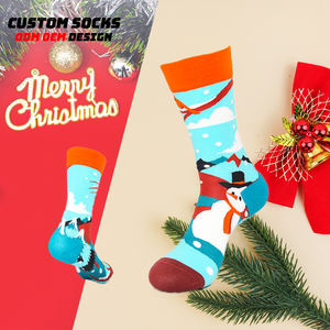Nouveauté drôle coton Crew vacances chaussettes coloré père noël dessin animé motif robe chaussettes pour femmes et hommes idée cadeau <span class=keywords><strong>de</strong></span> noël - Product Image 1