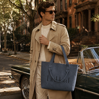Sac fourre-tout en tricot pour femme avec motif lettre et doubles poignées, sac à bandoulière pour tenues quotidiennes et acheteurs en gros de boutiques