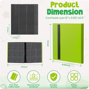Reliure à cartes de qualité supérieure en cuir PP imperméable, couleur tendance, mini vert, 9 pochettes, pour cartes de commerce et cartes Pokémon - Product Image 1