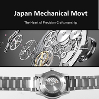 Montre automatique mécanique analogique de plongée en acier inoxydable avec cristal saphir OEM/ODM, mouvement Miyota 9015