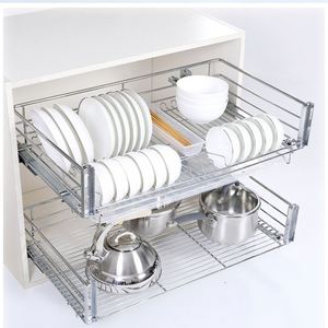 Heavy Duty Metal Pull Out Cabinet Organizer Extendable Sliding Slide Out Pantry <b>Shelves</b> Storage No Punch for Kitchen - Product Image 5