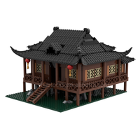 Modèle de construction de maison sur échasses traditionnelle personnalisée OEM ODM, maquette décorative d'architecture, blocs de construction personnalisés Maison sur échasses