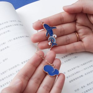 Marcador Página Papelería <span class=keywords><strong>Ballena</strong></span> Azul Nube Marcadores de metal personalizados <span class=keywords><strong>para</strong></span> amantes de los libros Escritores Lectores - Product Image 3