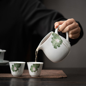 Ceramic Fairness <b>Cup</b> Porcelain Round Hand Painted Lotus Design Kung Fu <b>Tea</b> <b>Set</b> Accessory - Product Image 2