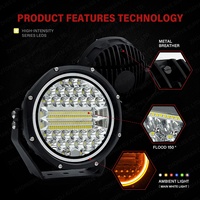 Phare de conduite LED ambre de 7 pouces avec DRL pour pare-chocs UTV Can-Am Maverick X3 Polaris RZR Pro Ranger Raptor Bronco tout-terrain 4x4