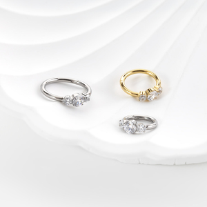 Luxuriöse 18K Vergoldete Titan-Schmuckstücke Zirkon-Creolen Daith-Knorpel-Piercing für Frauen - Product Image 4