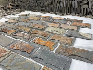 Carreaux <span class=keywords><strong>de</strong></span> mur <span class=keywords><strong>de</strong></span> face <span class=keywords><strong>de</strong></span> champignon fendu en ardoise rouillée en <span class=keywords><strong>pierre</strong></span> naturelle <span class=keywords><strong>de</strong></span> bâtiment décoratif bon marché pour mur extérieur et intérieur - Product Image 4