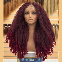 Perruque synthétique Lace Front HelloHAIR, cheveux afro crépus, fibre haute température, sans colle, tressée, pour femmes noires