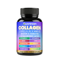 Capsules de collagène OEM avec vitamine C, complément alimentaire pour la peau, antioxydant, soutient la santé des articulations et des os, protéines vitales, capsules de collagène
