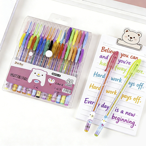 Juego de Bolígrafos de Gel con Purpurina |   12~48 Colores, Punta de Bala de 1.0 mm, Tonos Brillantes y Fluorescentes para Arte Infantil, Scrapbooking y Dibujo - Product Image 1