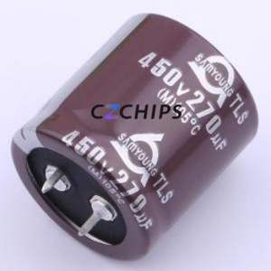 ตัวเก็บประจุอิเล็กโทรไลต์อะลูมิเนียมแบบ Snap-in รุ่น TLS450V270M30*30 V ชนิด Through hole (THT) ขนาด D30xL30 มม. 270uF 20% 450V 10 มม. - Product Image 1