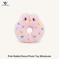 Jouet en peluche pour chien en forme de donut rose, peluche douce et moelleuse, balle à câliner, jouet de chasse pour chiots et chatons avec visage brodé