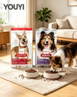 Sac à fond plat imprimé sur mesure de qualité alimentaire avec fermeture éclair, résistant à l'humidité, à encoche anti-déchirure, en plastique, pour friandises pour chiens et chats 500g 1kg
