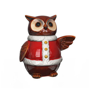 Tarro de galletas de Navidad con diseño de búho pintado a mano, de cerámica de alta gama, personalizable, para venta al por mayor, ideal para el mercado europeo. - Product Image 1