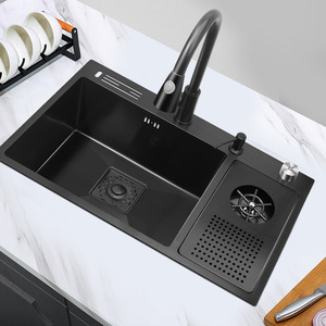Đen nano sang trọng hiện đại thép không gỉ bồn rửa nhà bếp chống xước Thác nhà bếp lưu vực bồn rửa cho nhà - Product Image 2