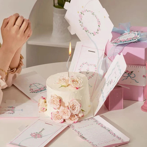 Boîte à gâteau en papier hexagonale rose romantique de 8 pouces, lot de 2, 8x8x8,5 pouces, porte-gâteaux/contenants pour gâteaux d'anniversaire, laminage mat, <span class=keywords><strong>sushi</strong></span> - Product Image 1