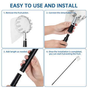 Dụng cụ hái trái cây cán dài với cán sắt và túi vải, dụng cụ thu hoạch trái cây trên cây dành cho táo, chanh, cam - Product Image 4