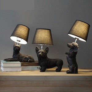 Lámpara de mesa nórdica con forma de cachorro, resina E27, accesorio de iluminación decorativo para dormitorio y estudio - Product Image 2