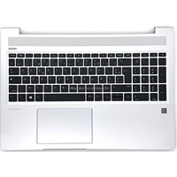 لوحة مفاتيح جديدة فضية مضاءة خلفيًا بتخطيط AZERTY فرنسي مع مسند راحة اليد لأجهزة HP ProBook 450 G7 455 G7 - قطع كمبيوتر L45090-051